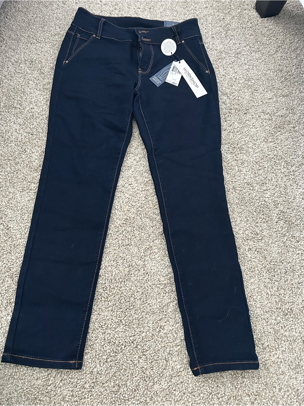 Workshop Republic Clothing Navy Skinny Jeans with Contrast Stitching